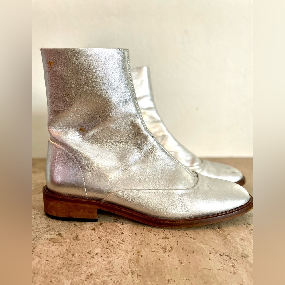 Metallic Silver Topshop “April Sock” Boots sz 39